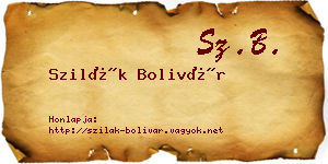Szilák Bolivár névjegykártya